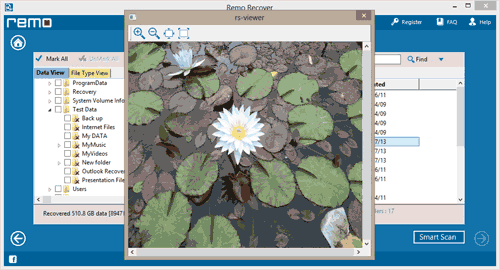 Unerase File  - Preview window